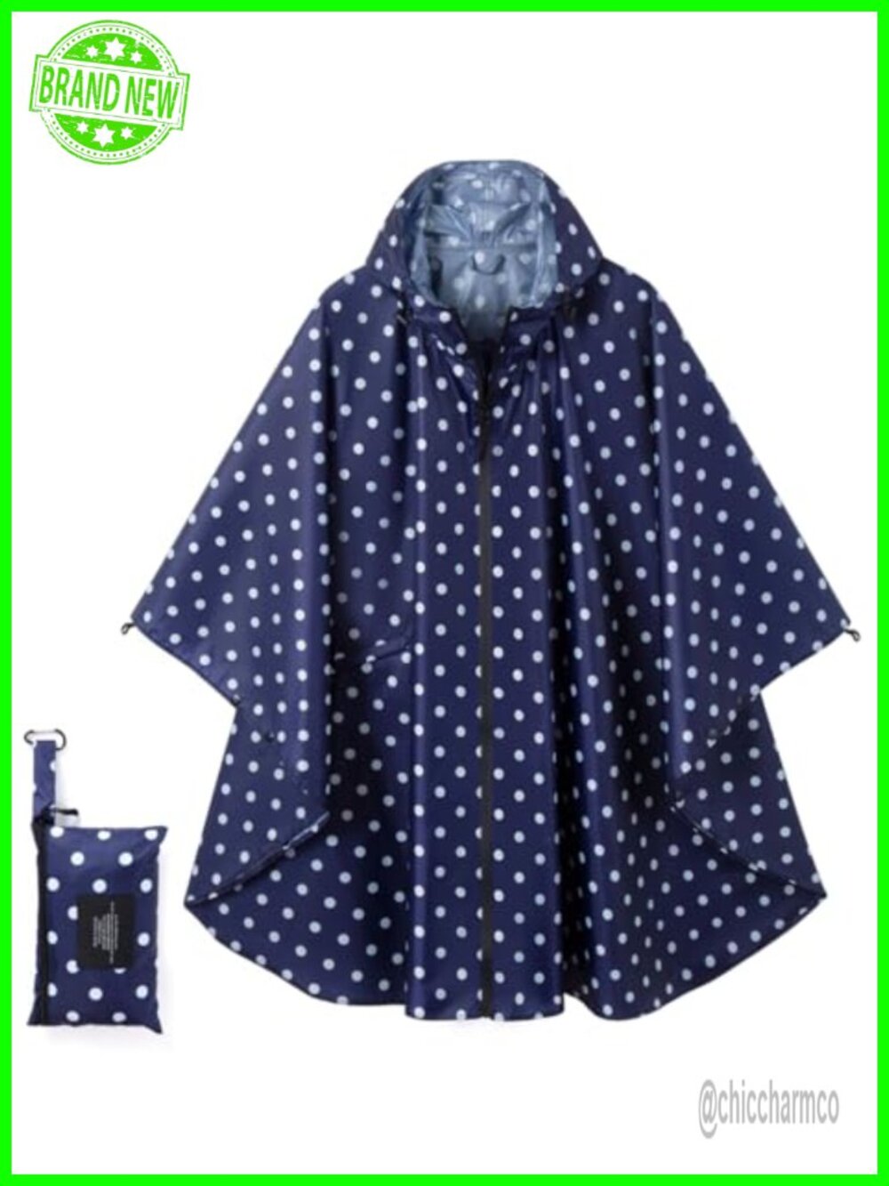 Waterproof Hooded Rain Poncho Jacket with Pocket One Size